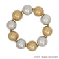 Water Resistant 20MM Gold and Silver Metal Beaded Stretch Bracelet