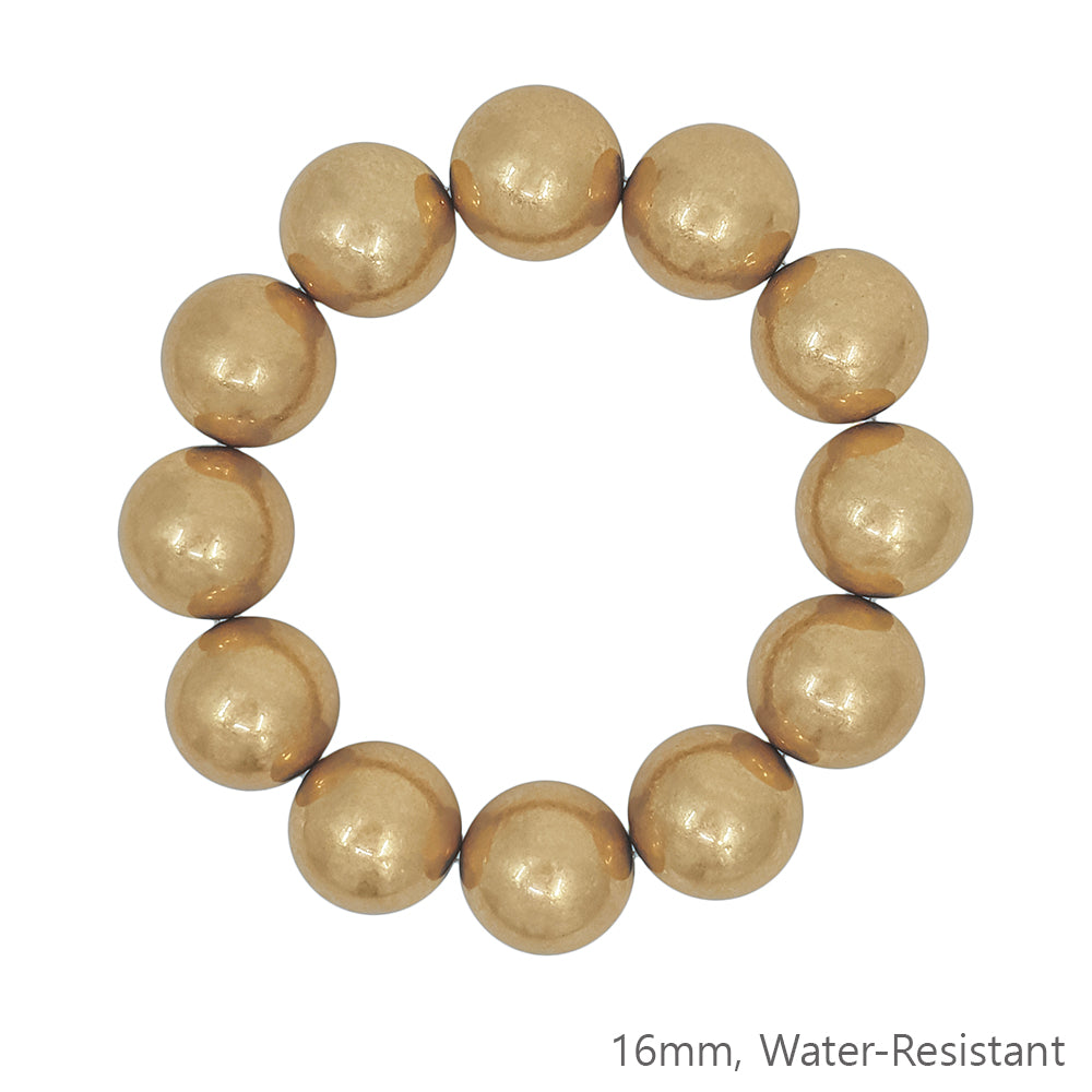 Water Resistant 16MM Gold Metal Bll Stretch Bracelet
