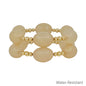 Water Resistant Acrylic Natural Oval and Gold Beaded Set of 2 Stretch Bracelet