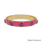 Water Resistant 12MM Hot Pink Epoxy and Gold Bangle Bracelet