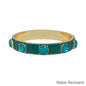 Water Resistant 12MM Green Epoxy and Gold Bangle Bracelet