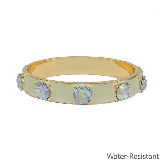 Water Resistant 12MM Natural Epoxy and Gold Bangle Bracelet
