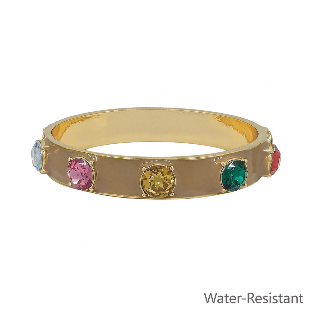 Water Resistant 12MM Multi Epoxy and Gold Bangle Bracelet