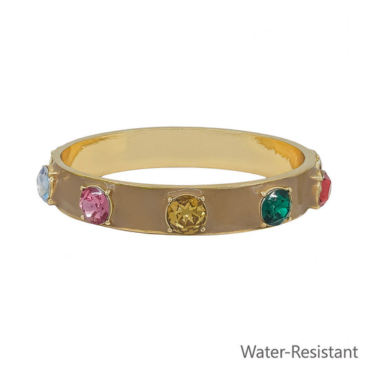 Water Resistant 12MM Multi Epoxy and Gold Bangle Bracelet