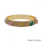 Water Resistant 12MM Multi Epoxy and Gold Bangle Bracelet