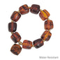 Water Resistant 16MM Topaz/Brown Square Resin and 18MM Stone Bracelet
