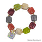 Water Resistant 16MM Multi Crystal Square Resin and 18MM Stone Bracelet