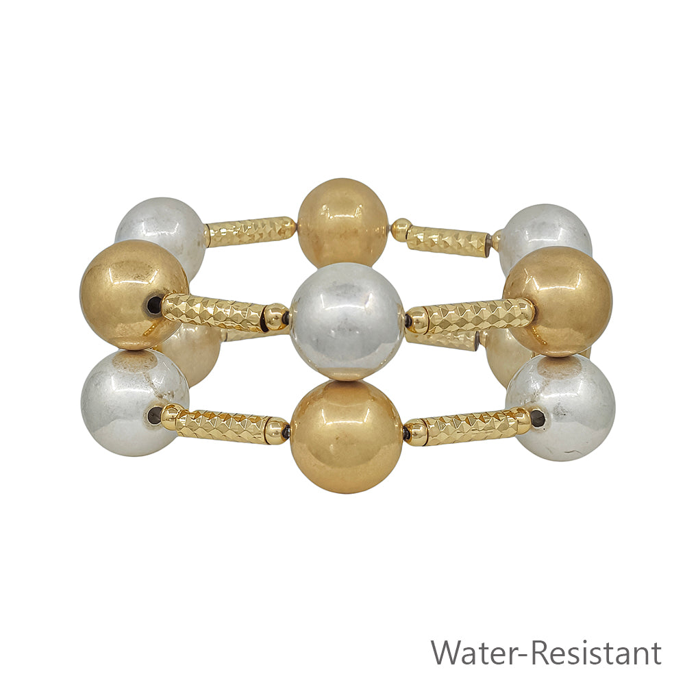 Water Resistant Set of 2 16MM Beaded and Bat Stretch Bracelets