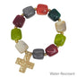 Water Resistant 16MM Multi Resin Beaded 1.2" Cross Stretch Bracelets