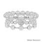 Water Resistant Set of 3 Oval Silver Beaded Stretch Bracelets