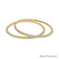 Water Resistant Set of 3MM Clear Pave Metal Bangle Bracelet