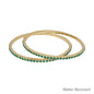 Water Resistant Set of 3MM Green Pave Metal Bangle Bracelet