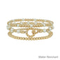 Water Resistant Set of 3 Gold Oval Beaded Link Bracelet