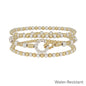 Water Resistant Set of 3 Gold and Silver Oval Beaded Link Bracelet