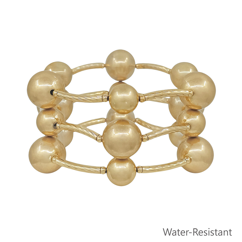 Water Resistant 16MM and 12MM Metal Bar Stretch Bracelet