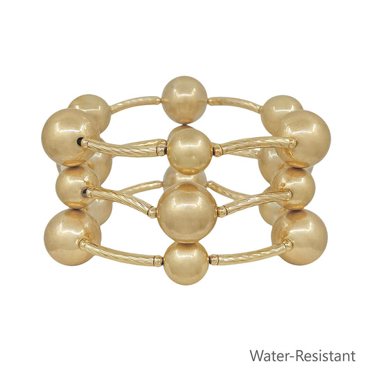 Water Resistant 16MM and 12MM Metal Bar Stretch Bracelet