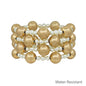 Water Resistant 12MM Gold Ball and pearl Beaded Set of 4 Stretch Bracelet