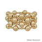 Water Resistant 12MM Gold Ball Beaded Set of 4 Stretch Bracelet