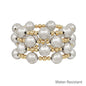 Water Resistant 12MM Silver and Gold Ball Beaded Set of 4 Stretch Bracelet