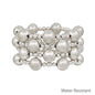 Water Resistant 12MM Silver Ball Beaded Set of 4 Stretch Bracelet
