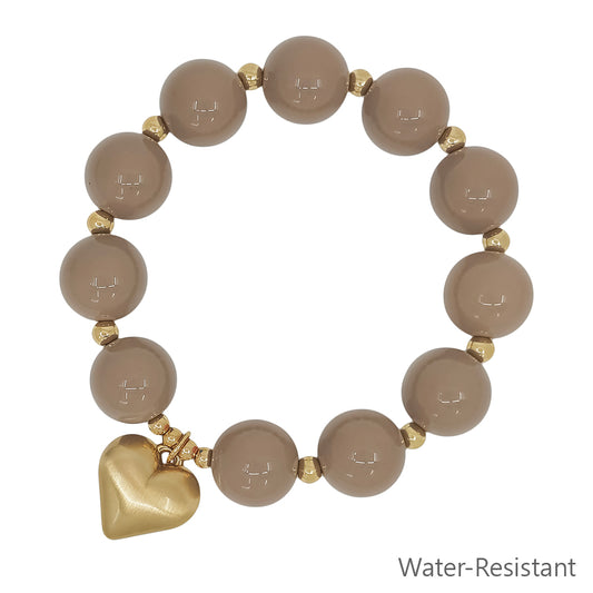 Matte Gold 16MM Natural Beaded Stretch Bracelet