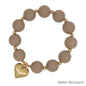 Matte Gold 16MM Natural Beaded Stretch Bracelet