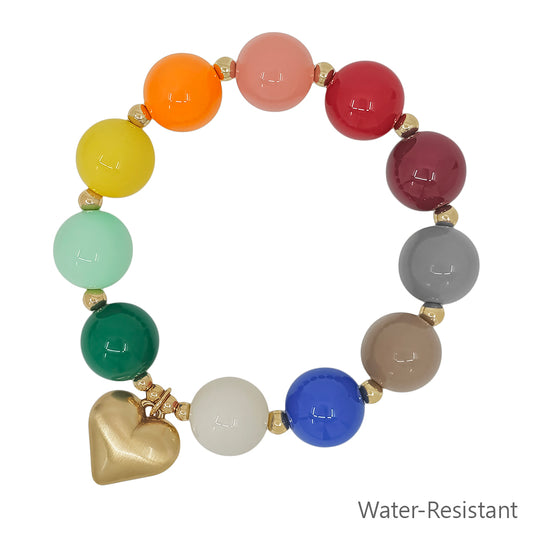 Matte Gold 16MM Multi Beaded Stretch Bracelet
