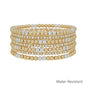 Water Resistant Set of 7 Gold and Silver 4MM and 2MM Stretch Bracelets