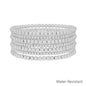 Water Resistant Set of 7 Silver 4MM and 2MM Stretch Bracelets