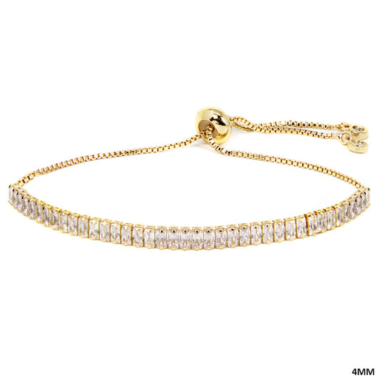 4MM Baguette Shape CZ with Adjustable Chain Bracelet