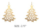 Gold Filigree Christmas Tree 2.75" Earring