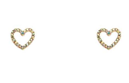 AB Stone Crystal Heart Stud .5" Earring