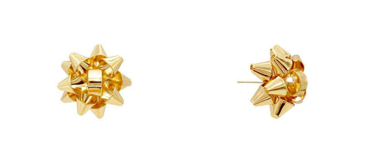 Gold Bow Studded .5" Earring