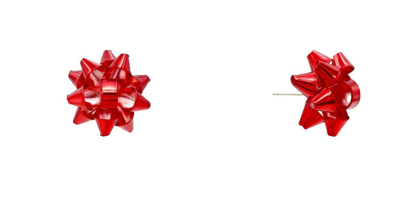 Red Bow Studded .5" Earring