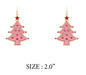 Pink and Red Metal Christmas Tree 2" Earring