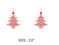Pink and Red Color Coated Christmas Tree Metal 2" Earring