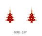 Red Color Coated Christmas Tree Metal 2" Earring