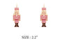 Pink Color Coated Nutcracker Metal 2.2" Earring