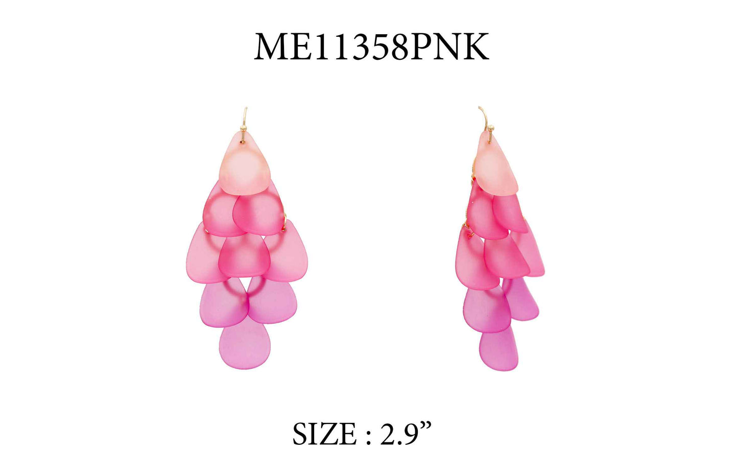 Pink Ombre Petal Shape Drop 3" Earring