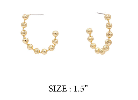 Gold Ball Chain Oval Hoop 1.5" Earring