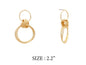 Gold Double Textured 2" Drop Earring