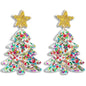 Clear Acrylic with Multi Color Accents Christmas Tree 2.5" Earring