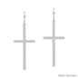 Thin Silver 1" Cross Drop Earring