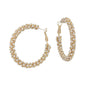 Gold Crystal Studded 1.8" Hoop Earring