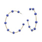 Gold Hoop with Royal Blue Color Coated Metal Beaded Accents 2" Earring