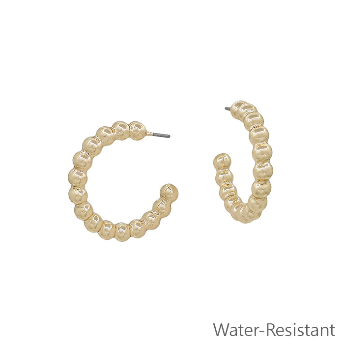 Water Resistant Gold Beaded Casting 1" Hoop Earring