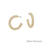 Water Resistant Gold Beaded Casting 1" Hoop Earring