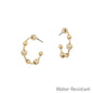 Water Resistant Gold Graduated Beaded .75" Hoop Earring