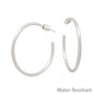 Thin (2MM) Water Resistant Matte Silver Hoop with Cylinder Back Closure Earring