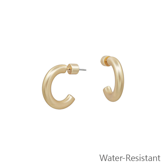 Water Resistant .75" Simple Matte Gold Hoop Earring